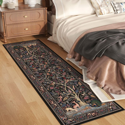 Runner Rug Vibrant Tree of Life-Patterned Vintage Kitchen Rugs