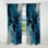 Bleu sarcelle et noir aqueux Whimsy I - Rideau abstrait occultant moderne - 1 panneau