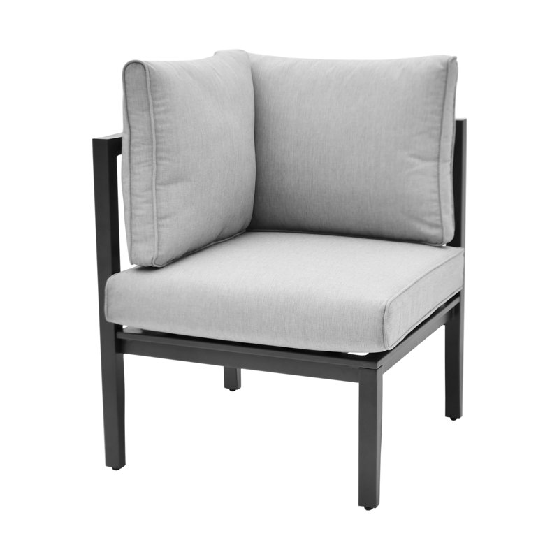 Chaise de coin en aluminium pour l'extérieur, Noir