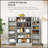 41 Inch Freestanding Kitchen Pantry Cabinet with 12 Door Shelves, Double Doors, 5-Tier Shelving, and Adjustable Shelves, Paper Gray