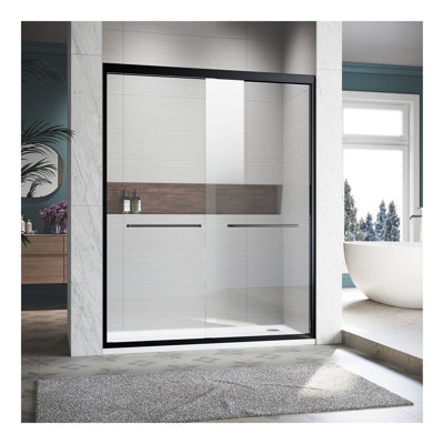Sliding Shower Glass Door 50-54 in. W x 72 in. H, Adjustable Semi Frameless Shower Door, Certified Thick Clear Clear Tempered Glass, 304 Stainless Steel Handles, Finish