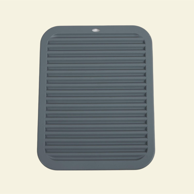 Square Round Corner High Temperature Resistant Silicone Heat Insulation Coaster,  Pot Mat Non-slip Table Mat, Grey