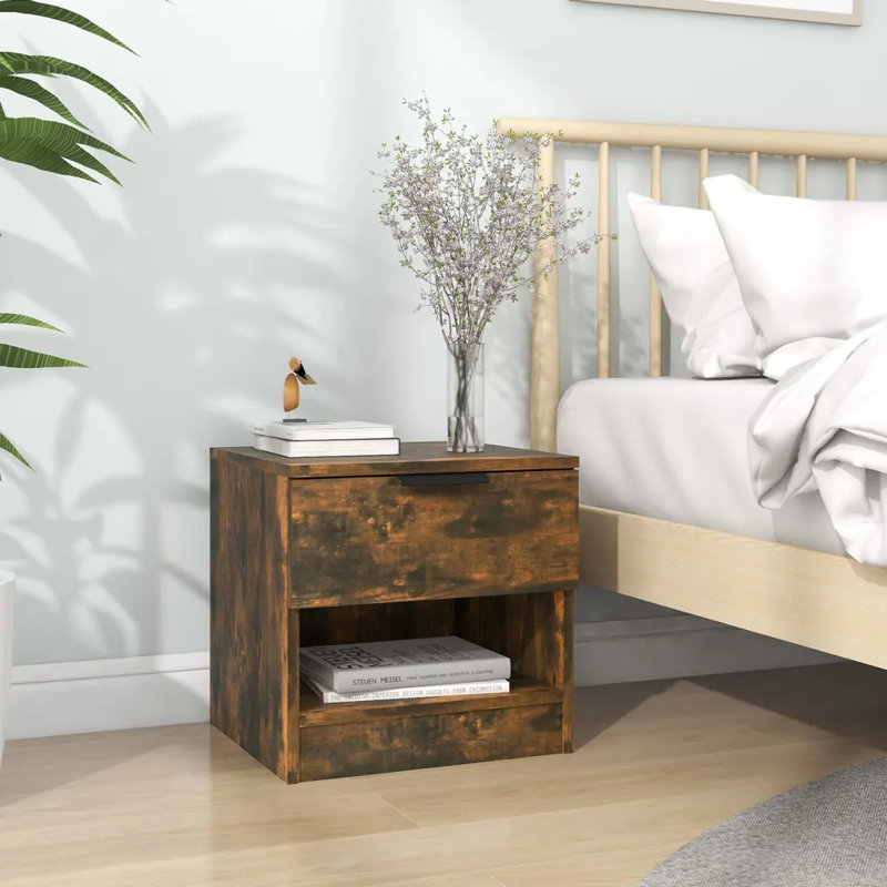 Kabisha 40cm W Manufactured Wood Bedside Table, Light Brown