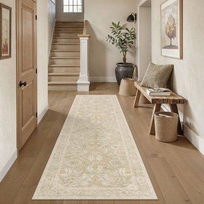 Tapis oriental lavable rétro Aurea avec envers antidérapant