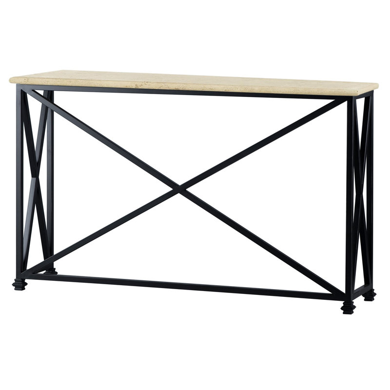 Medallion 60'' Console Table, Flat Black, Carrera Marble, 36"H x 60"W x 15"D