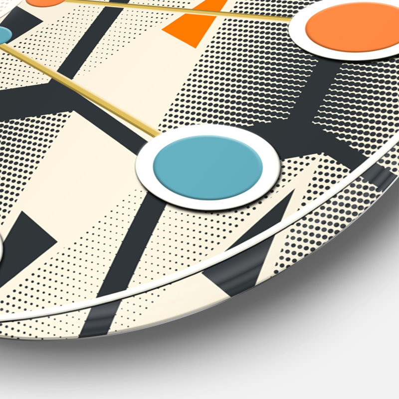 Abstrait rétro géométrique triangulaire - horloge murale moderne Mid-Century, Moyenne