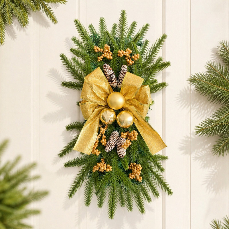 Guirlande lumineuse artificielle de Noël en forme de larme pour porte d'entrée