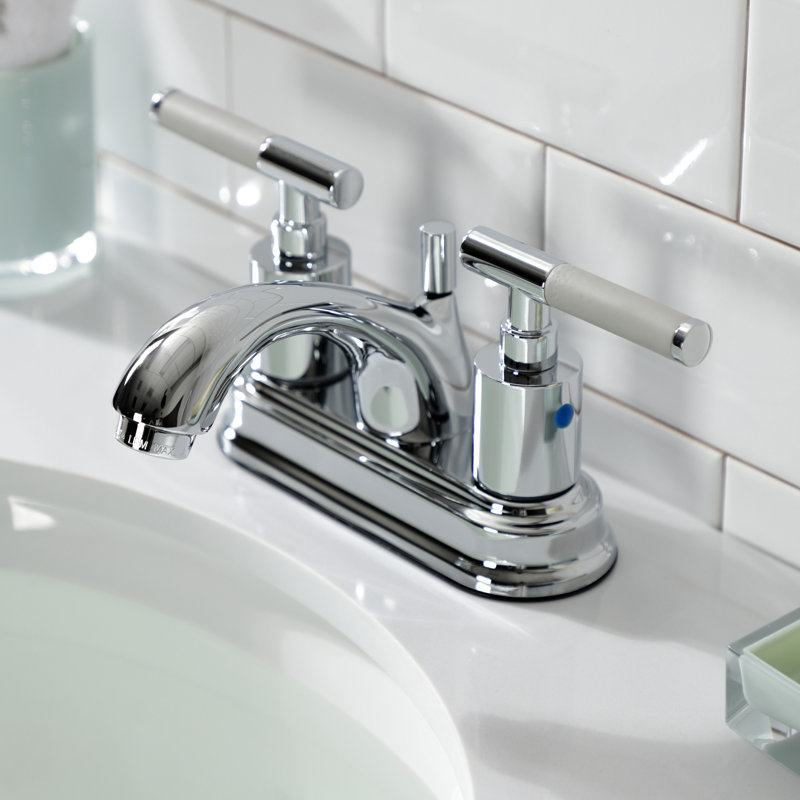 Robinet de salle de bain central à 4 poignées à 3 trous à fixation sur le comptoir avec poignée escamotable en plastique Kingston