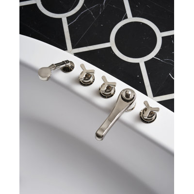 Tribeca 3 Handle Deck Mounted Roman Tub Faucet Trim with Handshower
