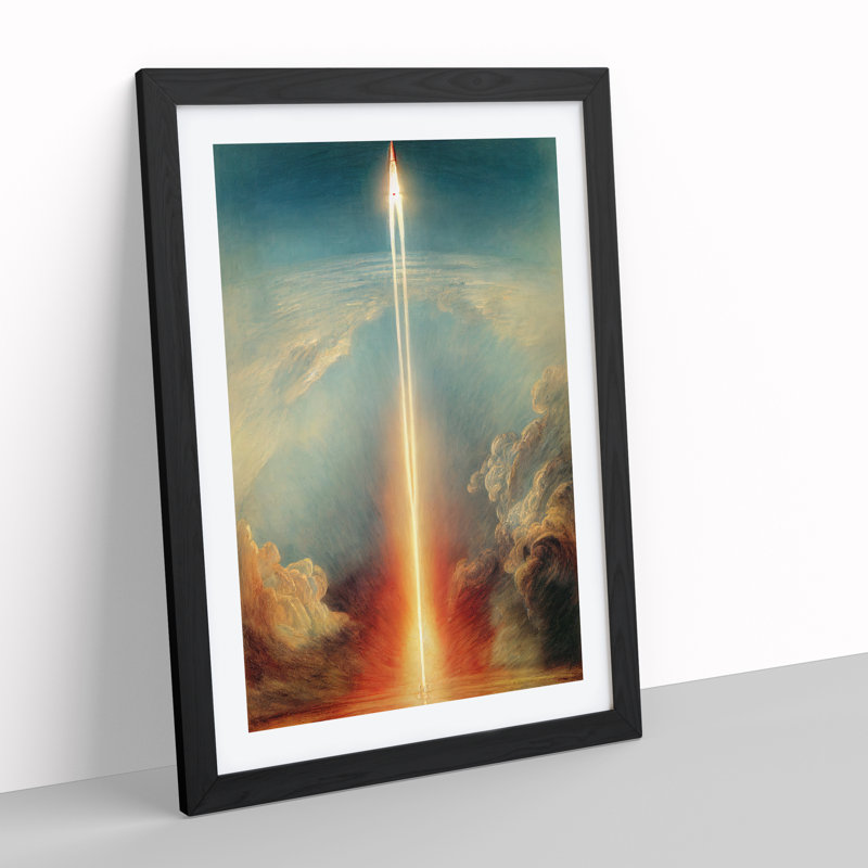 XV1022-577X An Awesome Spaceship Rocket 1 Piece Single Picture Frame Wall Art, 64cm H x 46cm W x 2cm D, Black