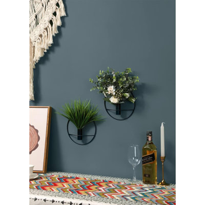 Porte-décoration murale en métal, fleurs artificielles montées, paquet de 2 faux blé noir, verdure d'art, maison de campagne, boho