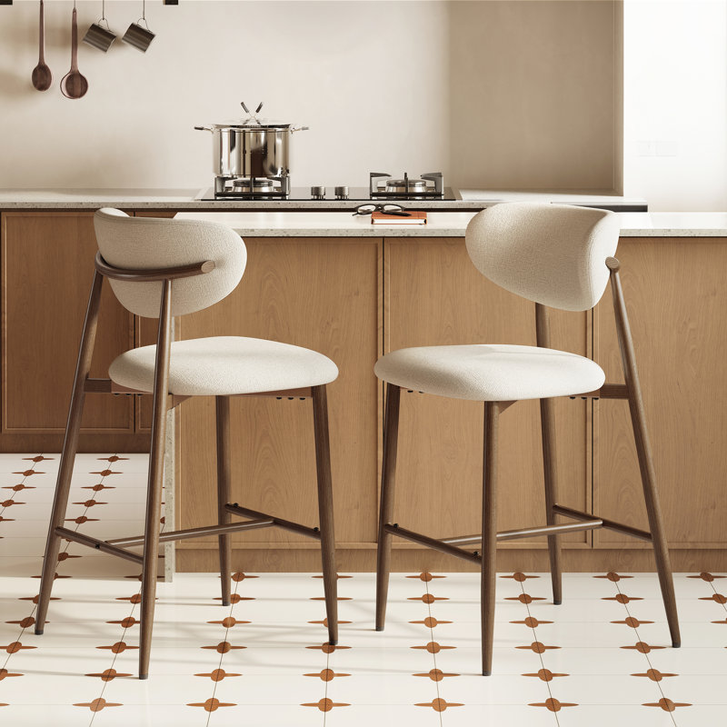 Tabouret de comptoir rembourré Westhampton, Beige, 2