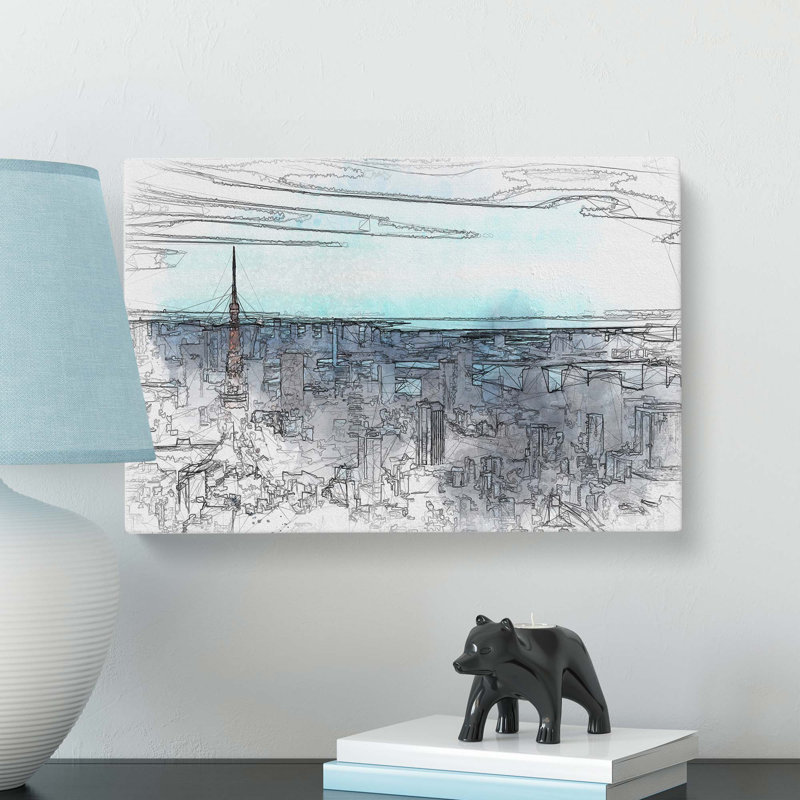 Tokyo Tower & Japan Skyline In Abstract - Wrapped Canvas, 50cm H x 76cm W x 3cm D