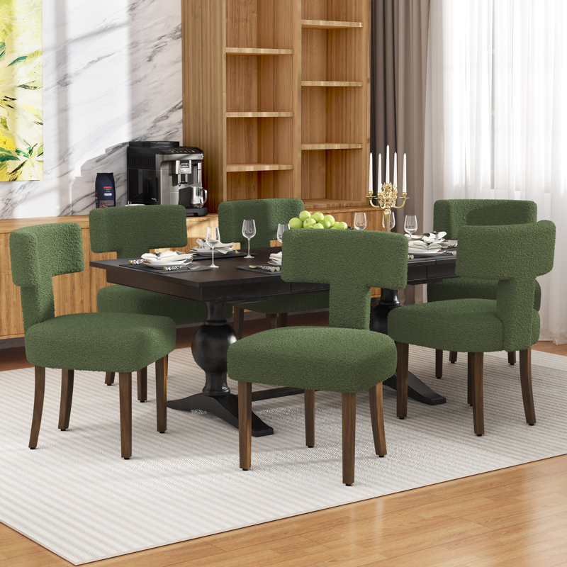 Chaises de salle à manger en forme de T Boucle Lamb (ensemble de 6), Vert