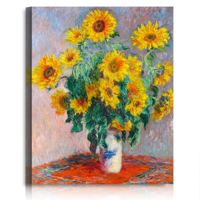 «Monet Collection Bouquet Of Sunflowers» par Claude Monet, reproduction sur toile