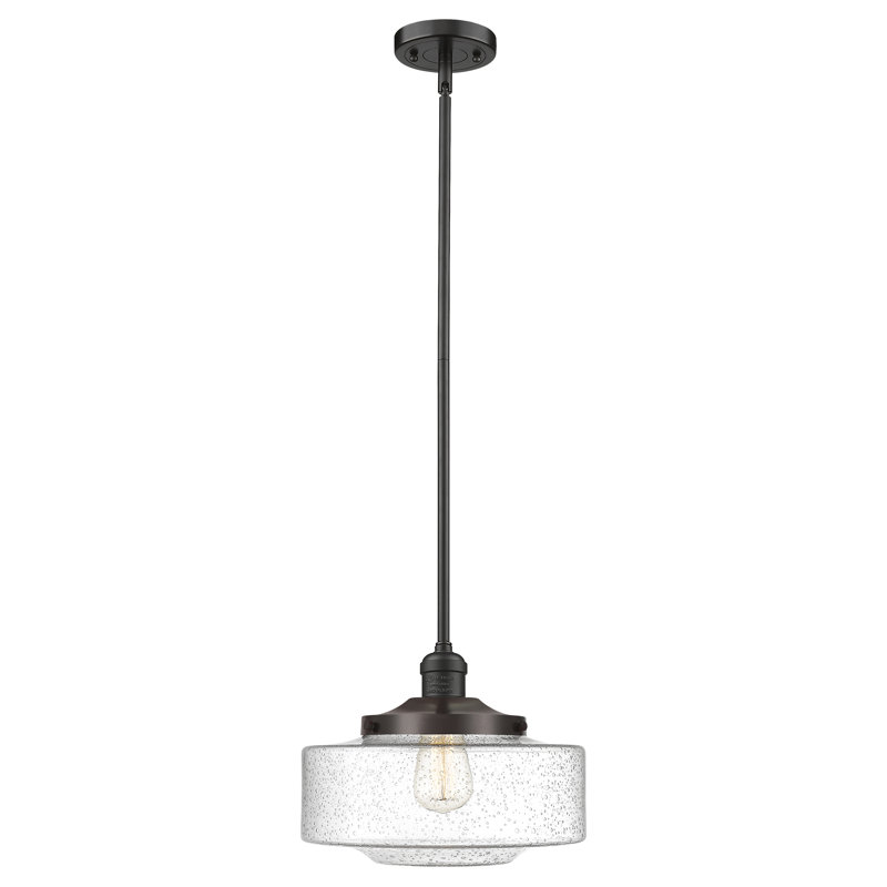Mini-luminaire suspendu à tige lumineuse 12 po Franklin Restoration - Lainee - ampoule non incluse - finition bronze frotté