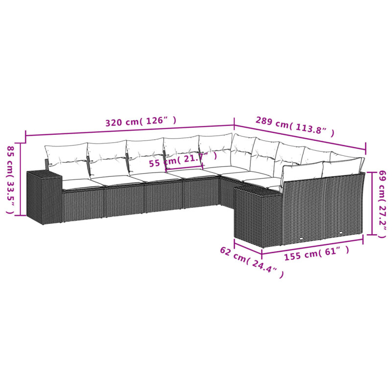 Ensemble de canapé de jardin Vidaxl beige, blanc crème