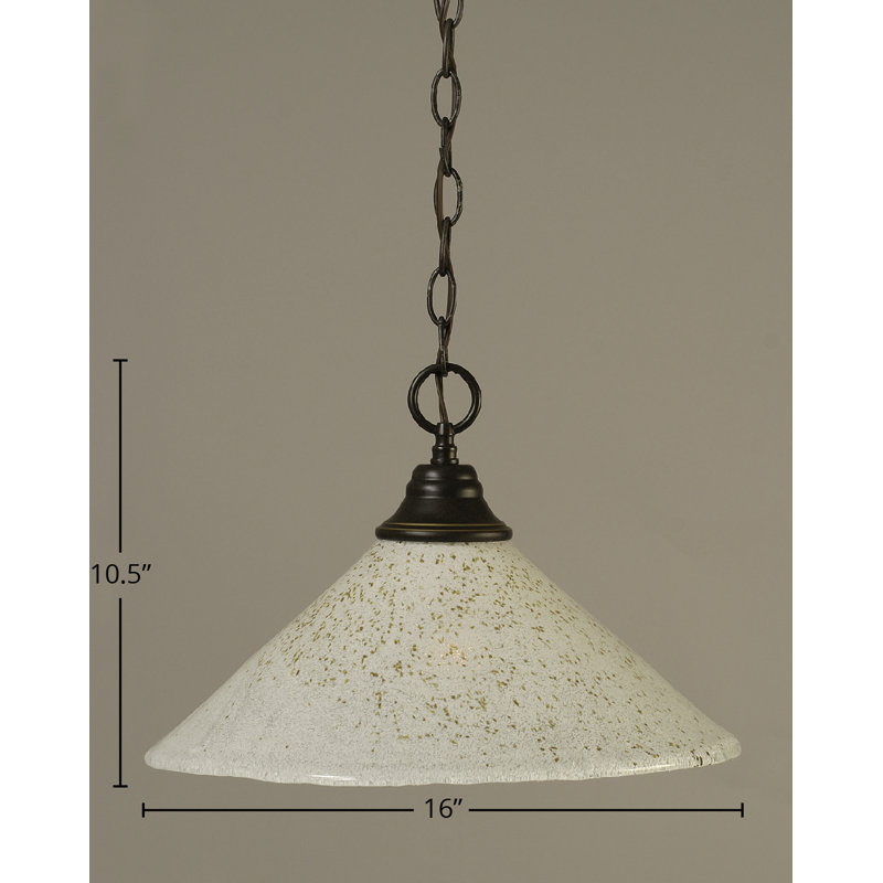 Chain Hung Pendant With 16" Gold Ice Glass, Dark Granite