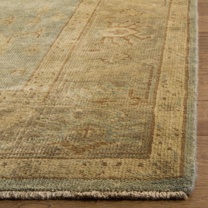 Elysian Light Blue Hand-Knotted Wool 9' x 12' Rectangular Rug