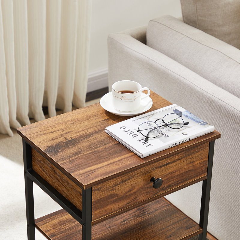 Beom 15.7'' W Metal Nightstand, Brown/Black, Individual