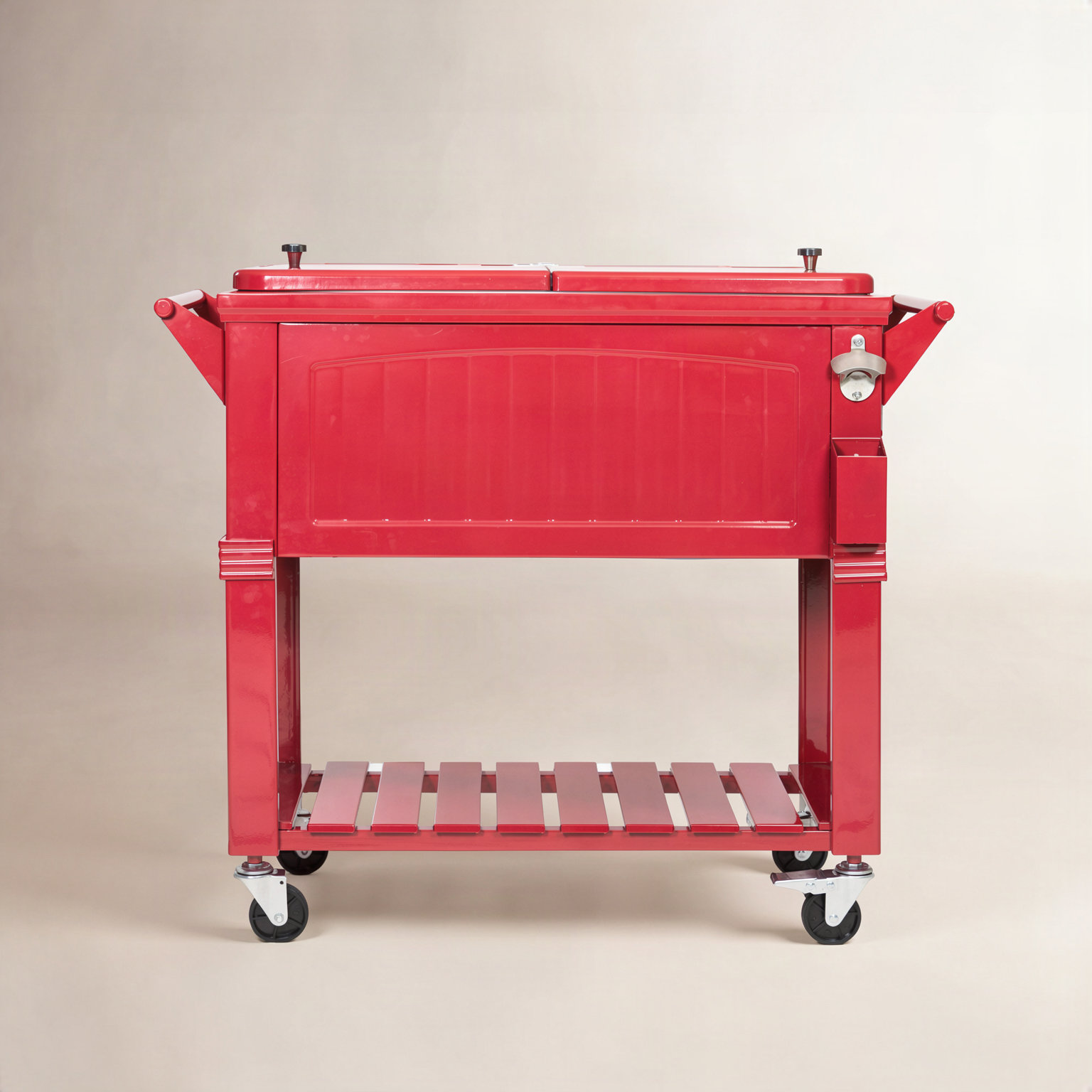 Permasteel Rolling Cooler, Without Divider, Red