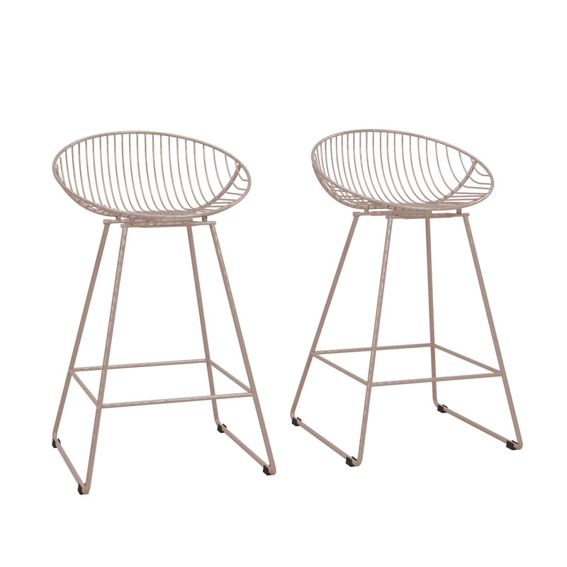 Counter Stool with Metal Frame, Blush Pink