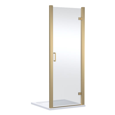 nuie Lucie 800mm Brushed Brass Hinged Shower Door