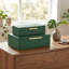 RebekaSet de 2 boîtes de rangement décoratives rectangulaires emboîtables, finition embossée moderne - vert faux chagrin-2059028986