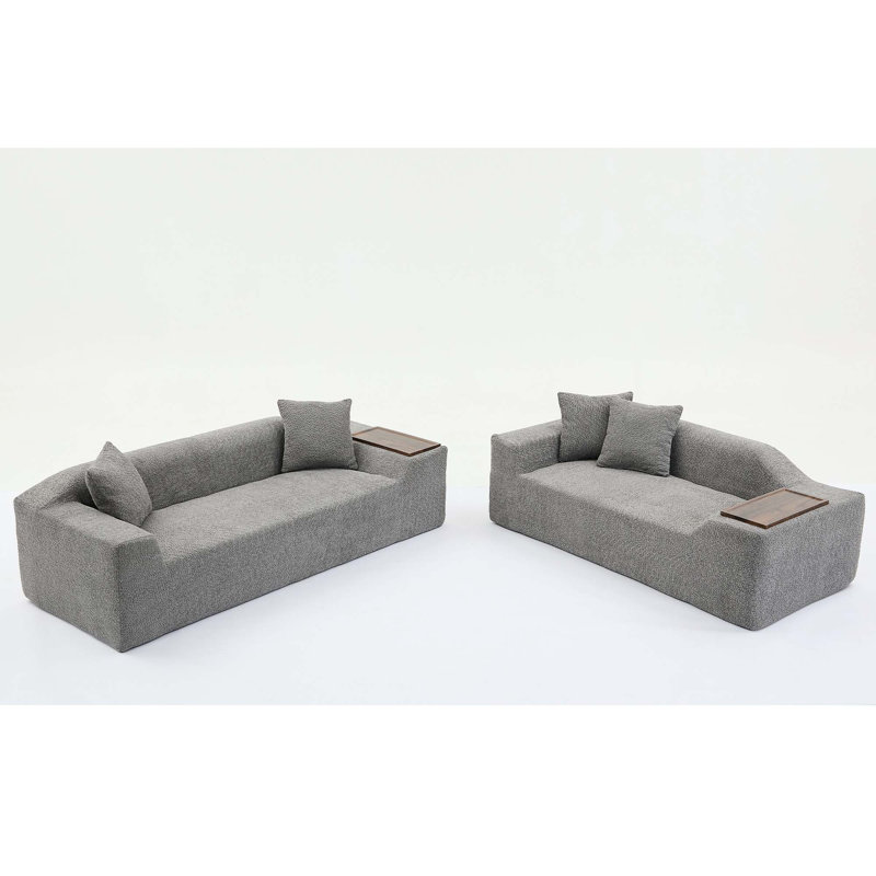 Ensemble de canapé 2 pièces Boucle Cloud: rembourré 3 places et 2 places avec table de bout en panneau de fibres à densité moyenne