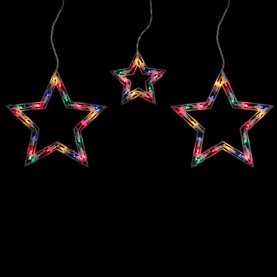 100-Count Multi-Color Star Shaped Mini Icicle Christmas Lights 7ft White Wire