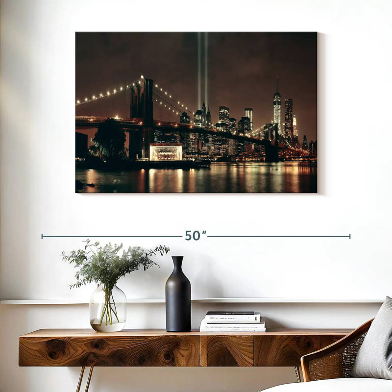 Lueur de nuit du pont Sireci Brooklyn, H 26 po x l 39 po
