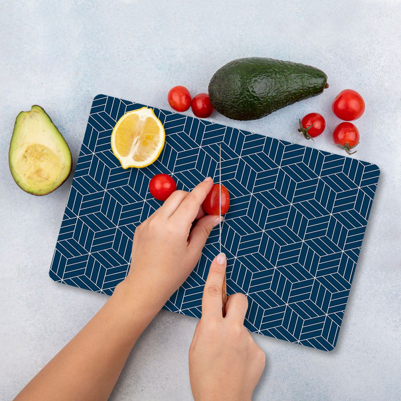 Flourish Premium Tempered Glass Cutting Board, 11.8 x 15.7 inches | Antibacterial, Easy Clean, Non-Slip Silicone Feet | 100% Durable Glass, Thickness: 0.16 inches | Ideal for Kitchen Prep, Safe & Stylish Cooking Solution