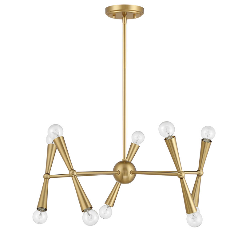 Keyiona 10-Light Chandelier, Natural Brass