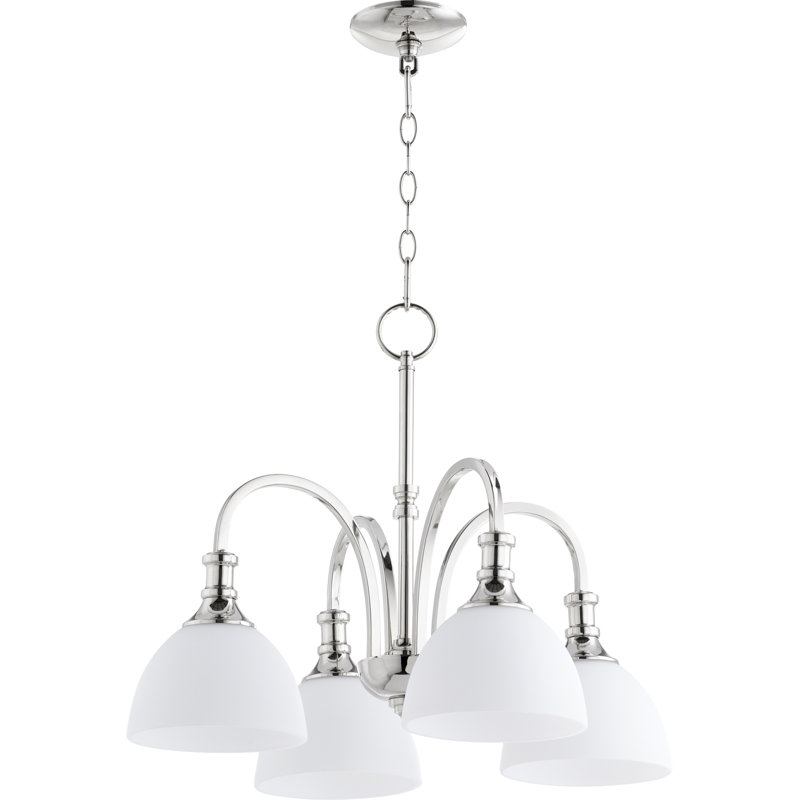 Falbo 4 - Light Dimmable Chandelier, Polished Nickel, White