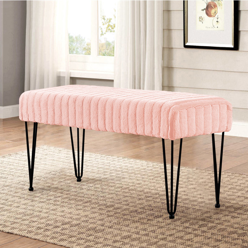 116.8cm Wide Rectangle Solid Colour Standard Ottoman, Soft Pink 