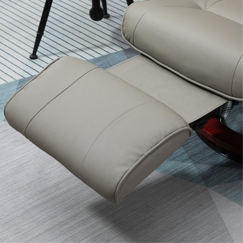 Comfortable Swivel Recliner With Padded Armrest And Extendable Footrest