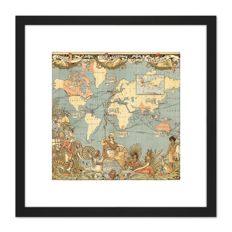 Map Colomb 1886 Extent British Empire - Single Picture Frame Print