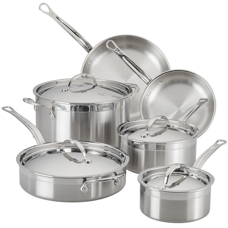 Swiss Diamond Premium Clad 10-Piece Cookware Set, Silver