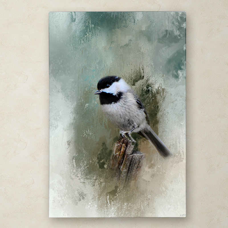 «Winter Chickadee» de Vidur, impression sur toile tendue, H 32 po x l 22 po