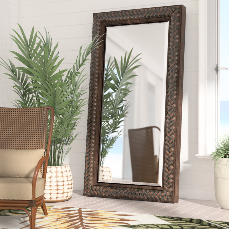 Miroir de plancher en bois tressé Deerwood