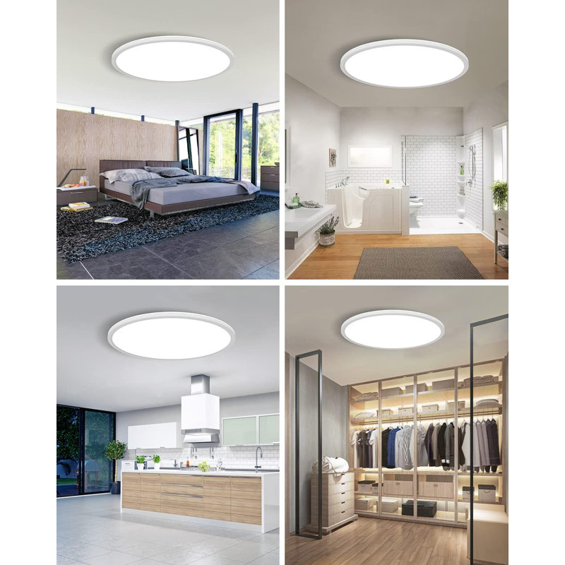 Plafonnier encastré 15,4 pouces, plafonnier à DEL ultra-mince 36W 3200Lm, luminaires à profil bas à température de couleur de 3 000 K / 4 000 K / 6 500 K pour la chambre à coucher, la cuisine, le salon et le placard