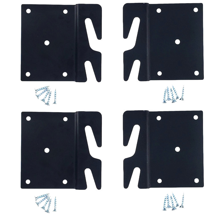 Bed Claw Retro-Hook Plates for Wooden Bed Rail Restoration, Set of 4 with Screws