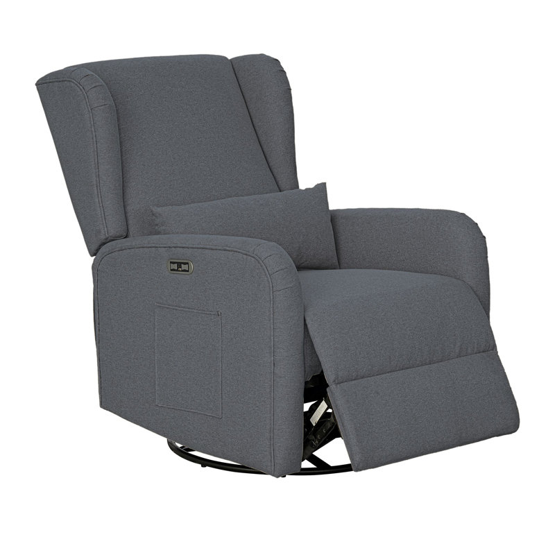 Candace Power Recliner 3-In-1 With Swivel, Glider, USB Ports, Gray