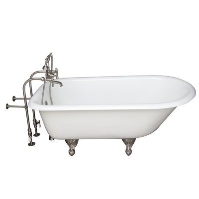 60 " L x 30 " W Freestanding and Mounting / Installation Required Soaking Cast Iron Bathtub with Faucet