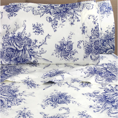 Benedictine 100% Cotton Toile Sheet Set