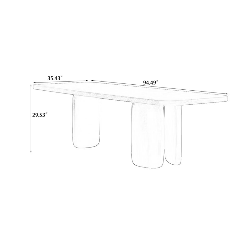 Table de salle à manger rectangulaire noire, H 29,53 po x L 35,43 po x l 94,49 po