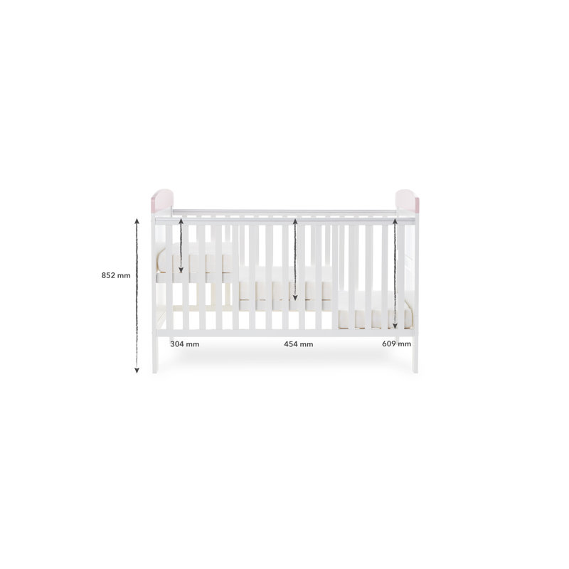 Grace Inspire Cot Bed with Fibre Mattress, Pink
