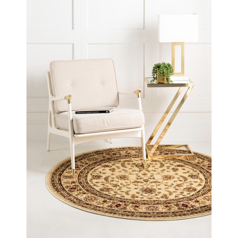 Tapis Traditional Odyssey couleur crème, Rond 3 pi 3 po