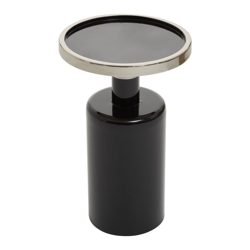 Albaro Pedestal End Table, Black/Gold, Black