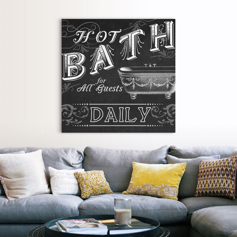 «Chalkboard Bath Signs II», reproduction d'impression sur toile, Toile tendue, H 48 po x l 48 po x P 1,25 po